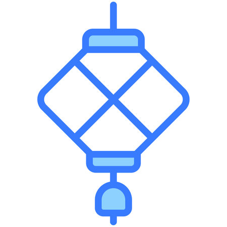 lantern vector Blue outline iconのイラスト素材