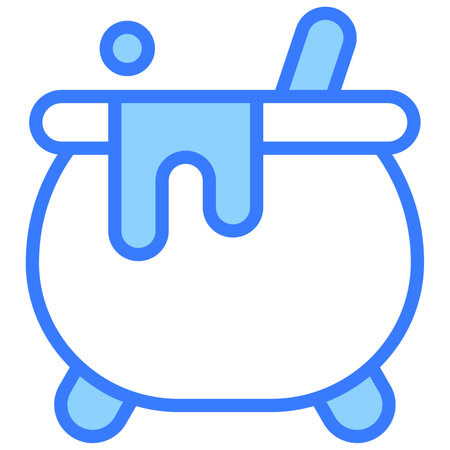 witch pot vector blue outline icon.のイラスト素材