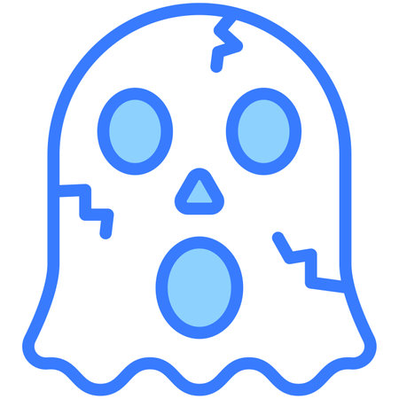 Halloween ghost vector blue outline icon.のイラスト素材