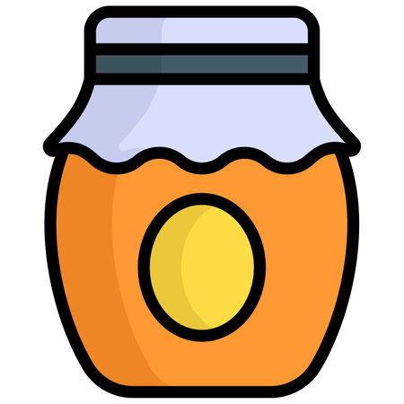 honey jar vector outline colored icon. Modern colored outline symbols. Collection of traditional elements.のイラスト素材