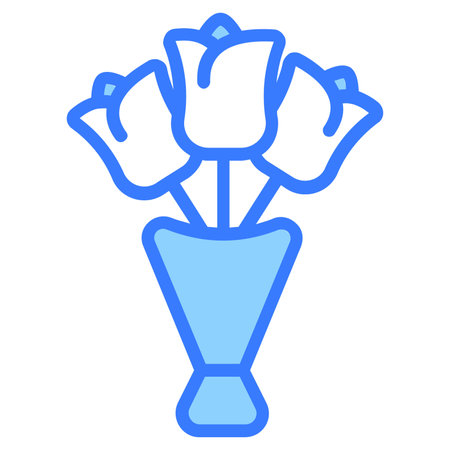 bouquet, love present Icon, simple design blue line icon.のイラスト素材