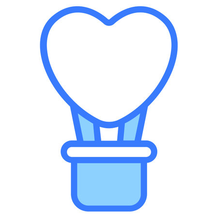 hot air balloon Icon, simple design blue line icon.のイラスト素材