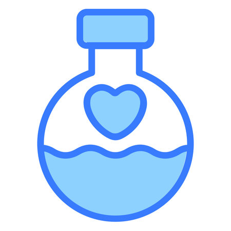 love potion, bottle Icon, simple design blue line icon.のイラスト素材