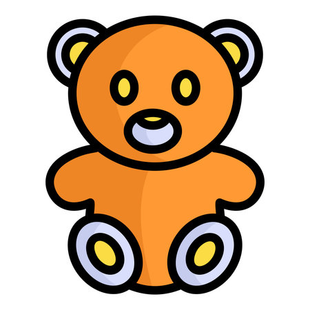 teddy bear, toy color line iconのイラスト素材