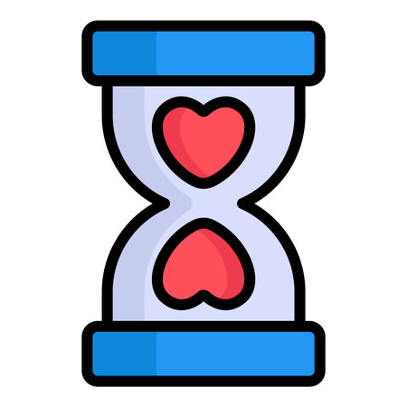 love,  dead line, sand clock color line iconのイラスト素材