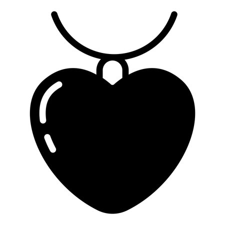 neckless, jewelry, heart black iconのイラスト素材