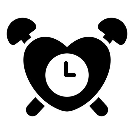 heart shape alarm clock black iconのイラスト素材
