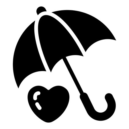 heart protection, umbrella black iconのイラスト素材