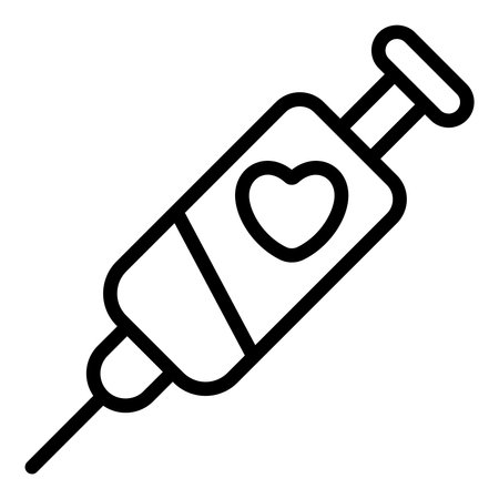injection, , love inject simple line iconのイラスト素材