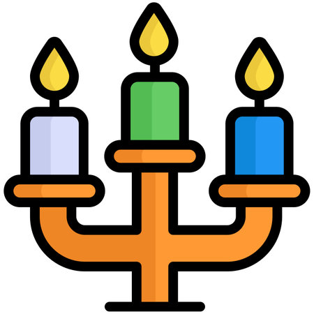 candelabra, candles flat line iconのイラスト素材