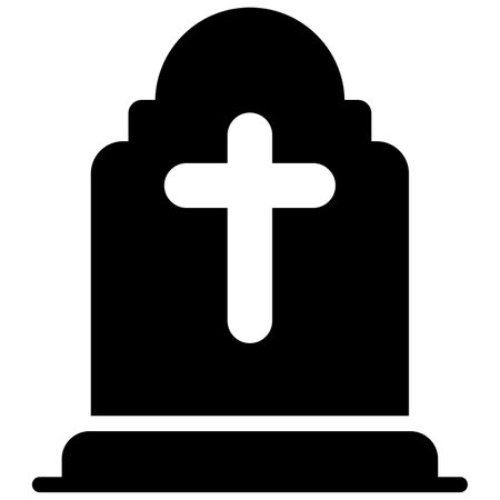 gravestone with cross  Silhouette, Black Glyph icon.のイラスト素材