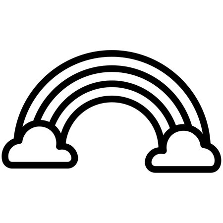rainbow, cloud thin line iconのイラスト素材