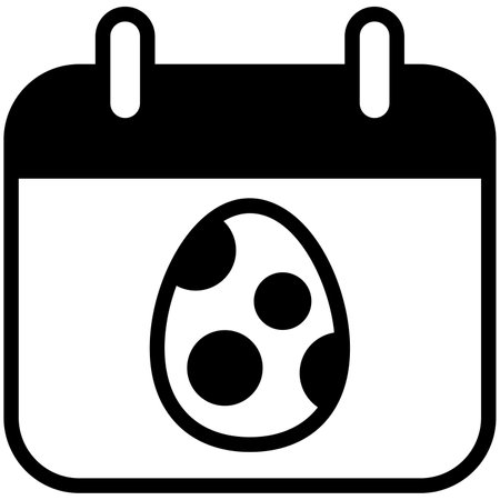 Easter egg on calendar, flat line iconのイラスト素材