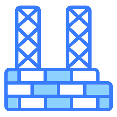 construction site Blue out line vector designのイラスト素材