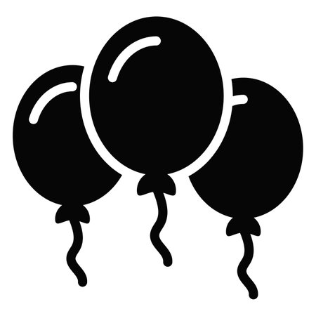 balloons glyph icon, Merry Christmas and Happy New Year icons for web and mobile design.のイラスト素材