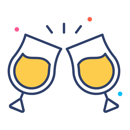 wine toast icon, modern style Christmas and New Year line icon, Isolated winter holiday symbolsのイラスト素材