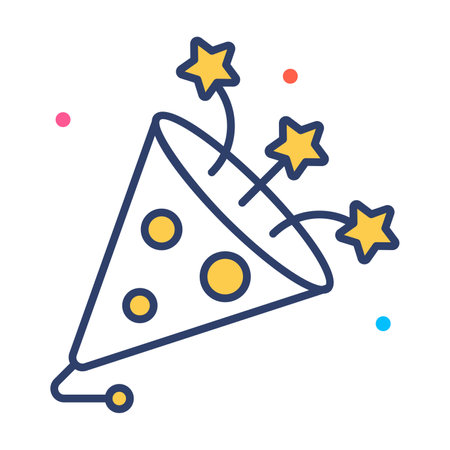 party popper icon, modern style Christmas and New Year line icon, Isolated winter holiday symbolsのイラスト素材