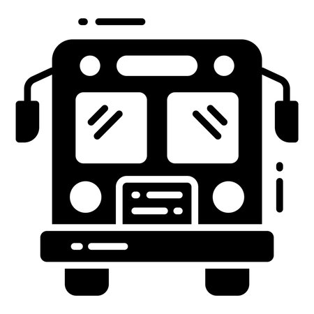 Bus glyph icon, map and location icon.