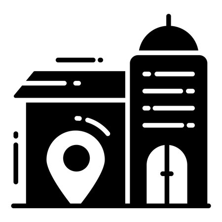 Market Location glyph icon, map and location icon.のイラスト素材