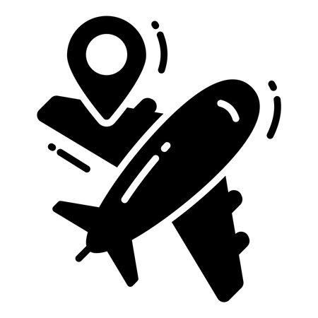 Air Traveling glyph icon, map and location icon.のイラスト素材