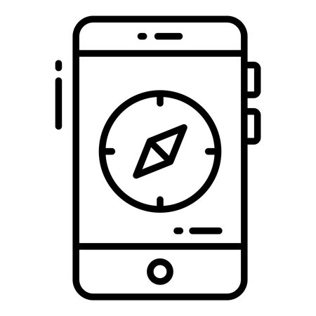 Mobile Compass icon related Map location and navigation line icon. Traffic and travel vector icon.のイラスト素材