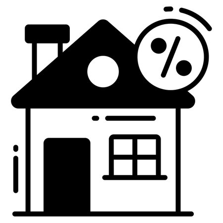 discount house trendy icon, glyph style isolated on white background. Symbol for your web site design, logo, app, UI.のイラスト素材