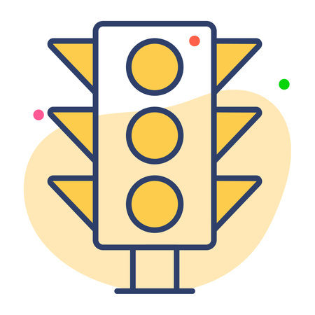 traffic signal flat line  icon modern illustrationのイラスト素材