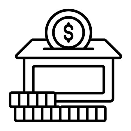 donation, putting money, donation box, Premium quality vector illustration concept. line icon symbol.のイラスト素材