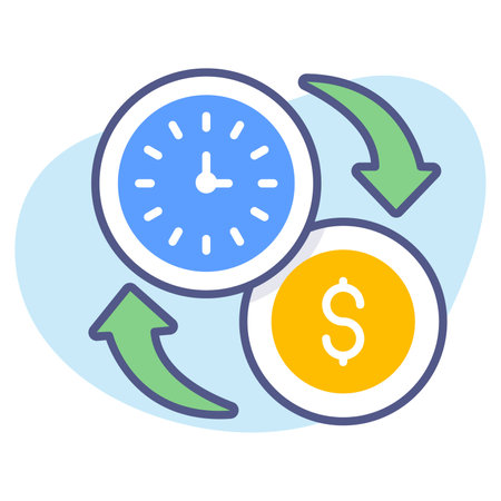 time is money, Fast money, Business investments, financial savings, Premium quality vector illustration concept. Flat line icon symbol.のイラスト素材