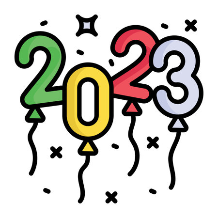 Happy new year 2023 balloon celebration vector iconのイラスト素材