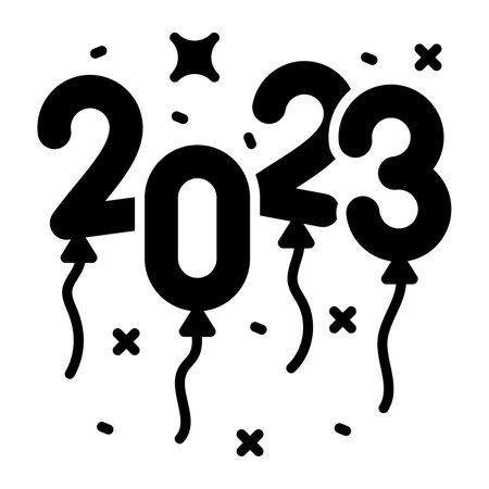 Happy new year 2023 balloon celebration vector icon