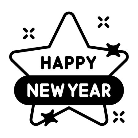 Happy new year celebration vector icon on white backgroundのイラスト素材