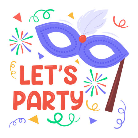 Party mask sticker in modern and trendy styleのイラスト素材