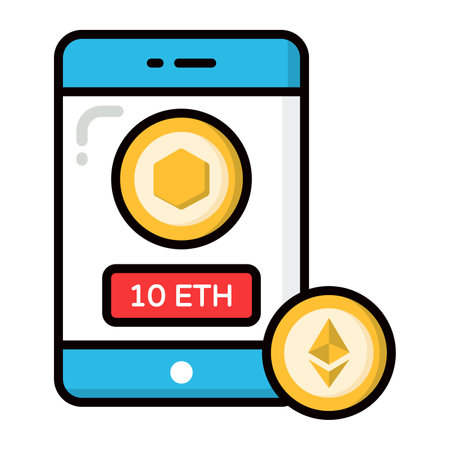 Mobile icon, Non-fungible token, Digital technology.のイラスト素材