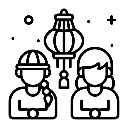 Chinese people avatar with lantern denoting chinese new yearの写真素材