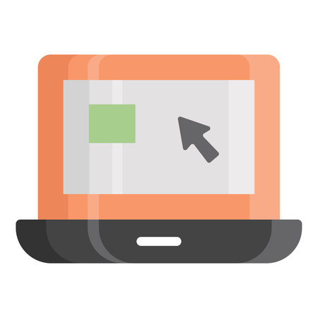 laptop vector flat icon, school and education iconのイラスト素材