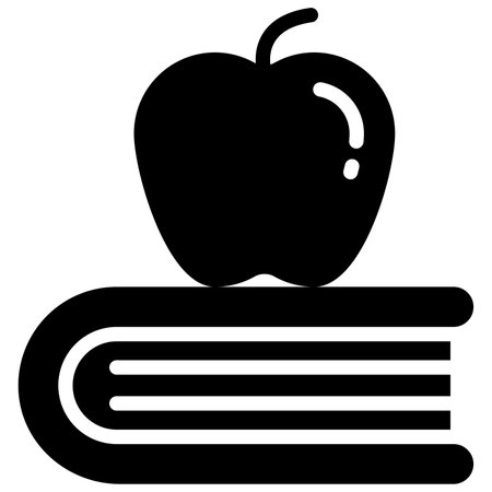 apple on book vector icon, school and education iconのイラスト素材