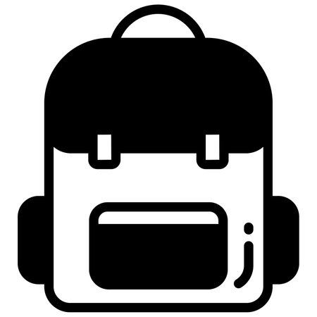 bag vector glyph icon, school and education iconのイラスト素材