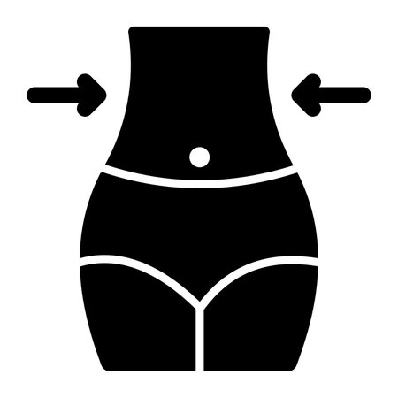 Inward arrow and belly showing concept of weigh loss vector, editable iconのイラスト素材