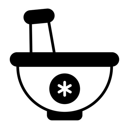 Mortar pestle with medical sign, trendy icon design of pharmacy tools for grinding medicineのイラスト素材