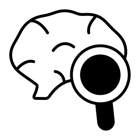 Brain with magnifier vector concept of brain checkup iconのイラスト素材