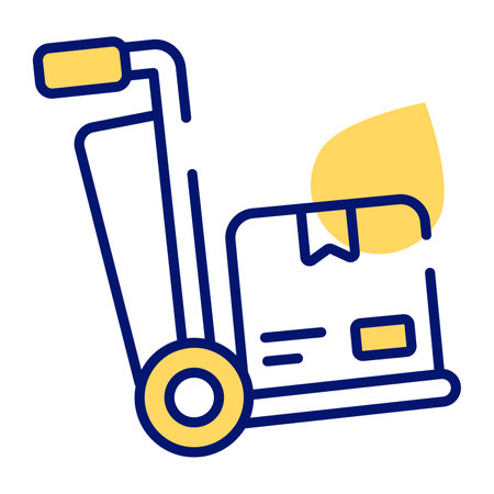 Vector icon of pushcart, vector design of luggage cart wit parcelのイラスト素材