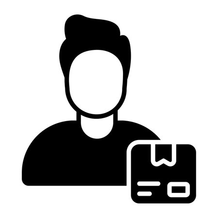 An icon of delivery boy with parcel, logistic worker vectorのイラスト素材