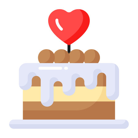 An amazing vector of cake with heart, valentine cake