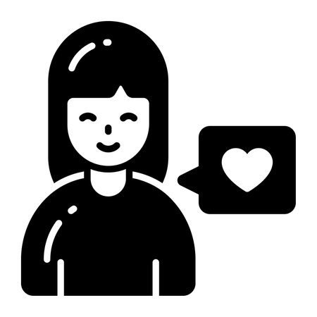 Girl with chat bubble and heart, icon of love chatのイラスト素材