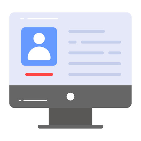 Monitor having user details showing concept of user profileのイラスト素材
