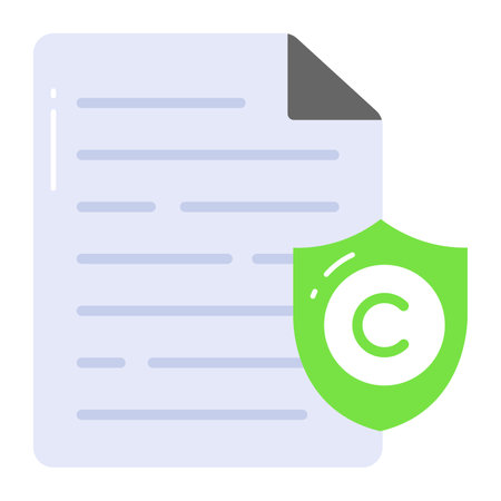 Document page with copyright shield, vector design of copyright contentのイラスト素材