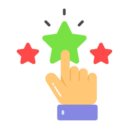 Three star with hand showing concept of rating icon in modern styleのイラスト素材