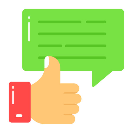 Thumb up with chat bubble denoting good feedback vector in modern styleのイラスト素材