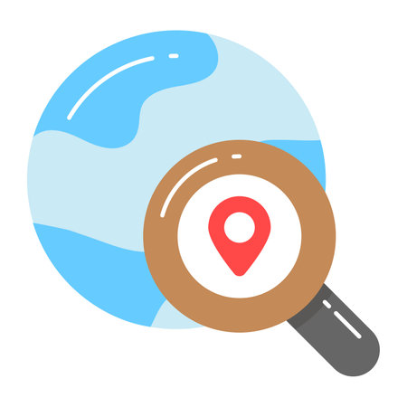 Magnifier on world globe, vector of global search in editable styleのイラスト素材